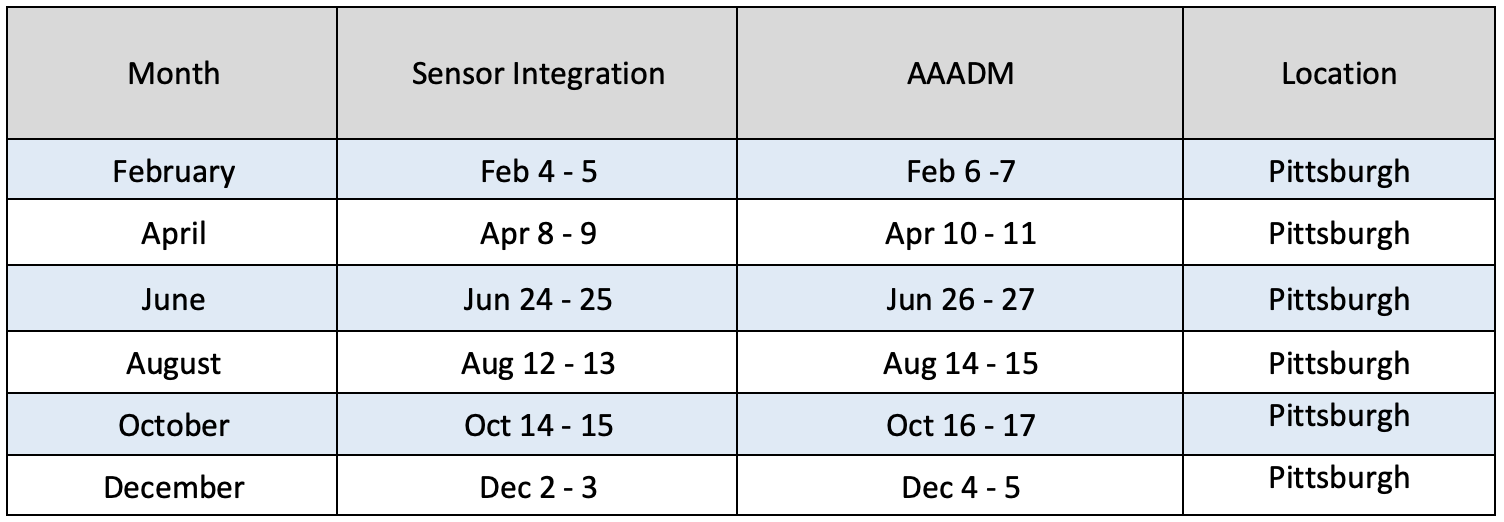 2025 AAADM SIS Training Schedule