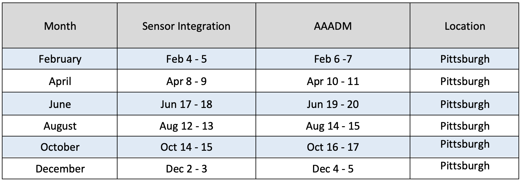 2025 BEA Class Schedule V1